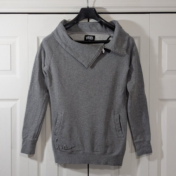 Vans of the Wall Women's High Cowl Neck Grey Sweater - 1/4 zip - Size XS - Picture 1 of 12